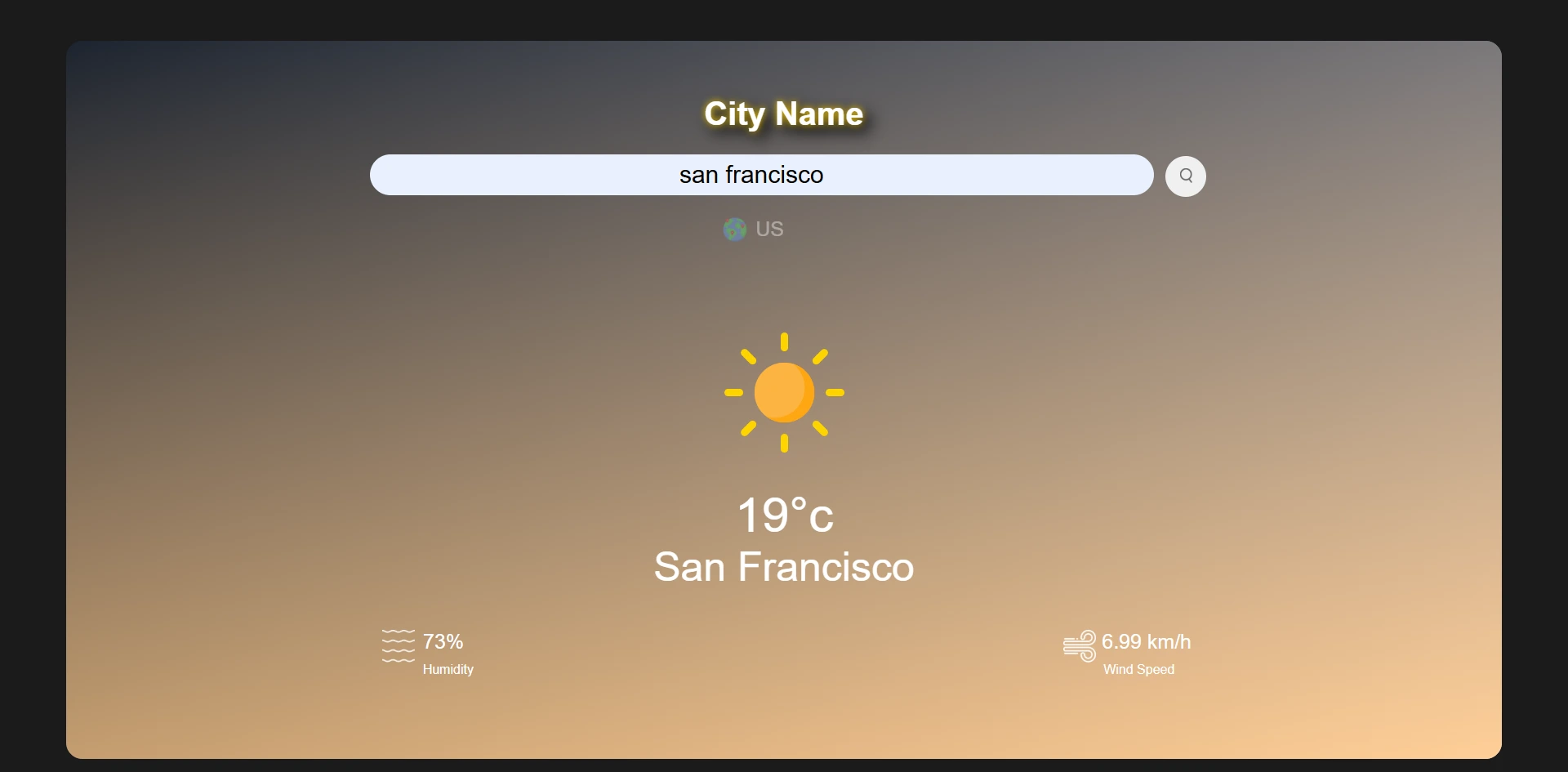 Weather web application interface